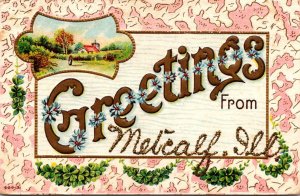 Illinois Greetings From Metcalf Embossed