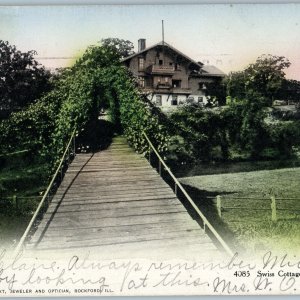 c1900s UDB Rockford ILL Swiss Cottage House Bridge Tinted Chas Axt Optician A189