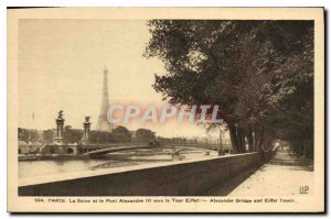 Postcard Old Paris the Seine and the Pont Alexandre III to the Eiffel Tower