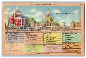 c1940's Skyline Bathing Swimming Crowd View Atlantic City New Jersey NJ Postcard