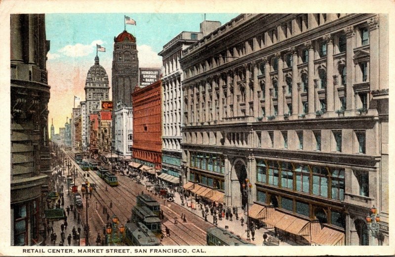 California San Francisco Trolleys At Retail Center On Market Street 1923