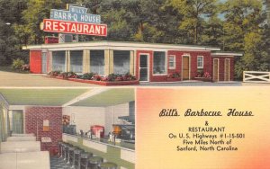 Sanford North Carolina Bills Barbecue House Restaurant Vintage Postcard AA72056