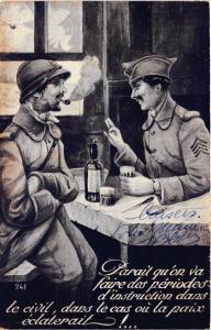 CPA AK Militaire - Soldats - Soldiers Drinking and Smoking (696473)