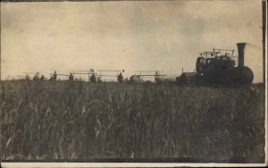 Steam Driven Farming Tractor Hanley Saskatchewan Cancel Real Photo Postcard