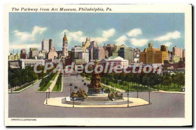 Postcard Modern Art Museum The Parkway from Philadelphia