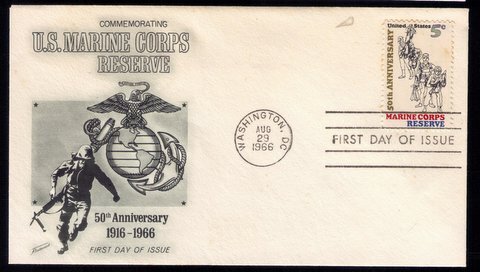 1966 US Sc #1315 FDC US Marine Corps ReserveGood Condition.