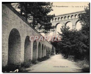 Old Postcard Roquefavour Road and Bridge