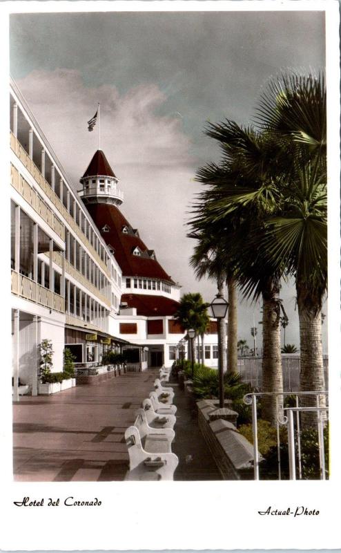 RPPC SAN DIEGO, CA California  HOTEL del CORONADO  c1950s  Tinted     Postcard