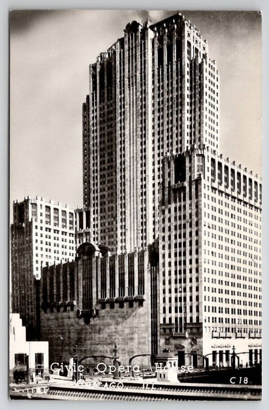 Chicago IL Civic Opera House Illinois RPPC Real Photo Postcard V27