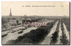 Paris Old Postcard Panorama of the Seine Eiffel Tower