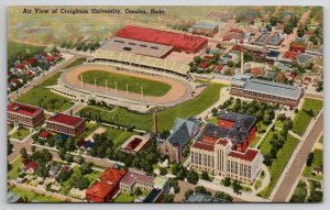 Omaha NE Nebraska Air View Of Creighton University Linen Postcard O28