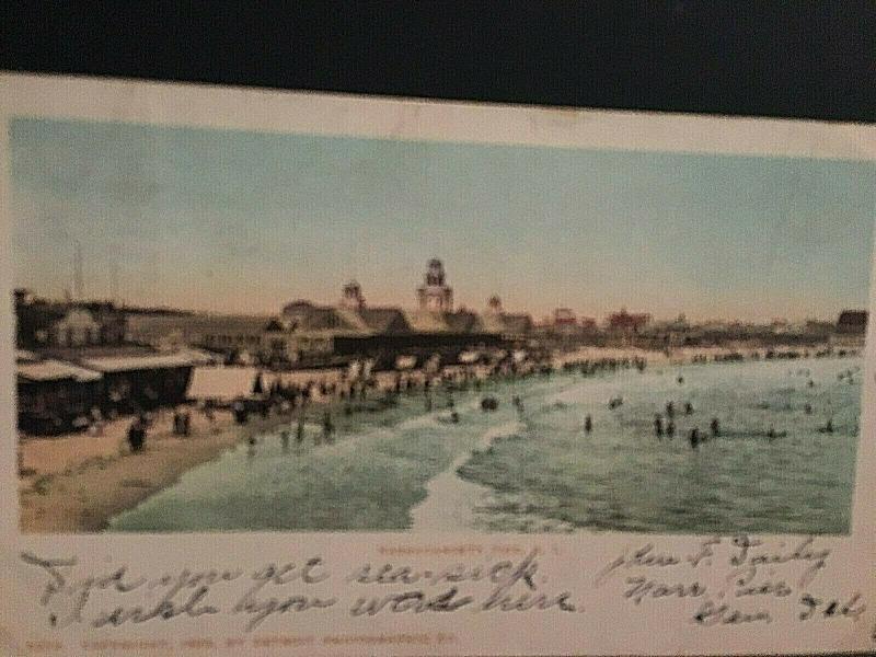 Postcard Hand Tinted 1904 View of Narragansett Pier Beach, RI   T4