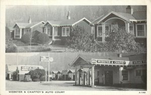 Postcard Webster & Chaffey's Auto Court Motel Gas Station Eureka Crescent City