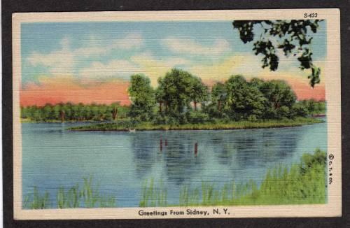 NY Greetings from SIDNEY NEW YORK PC Linen Postcard