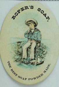 1880's Roper's Soap Beach Scene Adorable Boy Sailor Suit Toy Boat F83