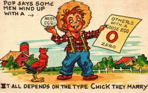 Vintage Postcard It All Depends On The Type Chick They Marry Farmhouse Boy Comic