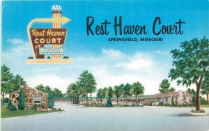 Postcard Missouri Springfield Rest Haven Court occupation MWM 23-9100