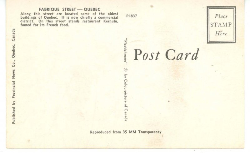 Canada - QC, Quebec City. Fabrique Street ca 1949