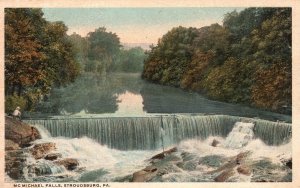 Vintage Postcard 1918 View of Mc Michael Water Falls Stroudsburg Pennsylvania PA