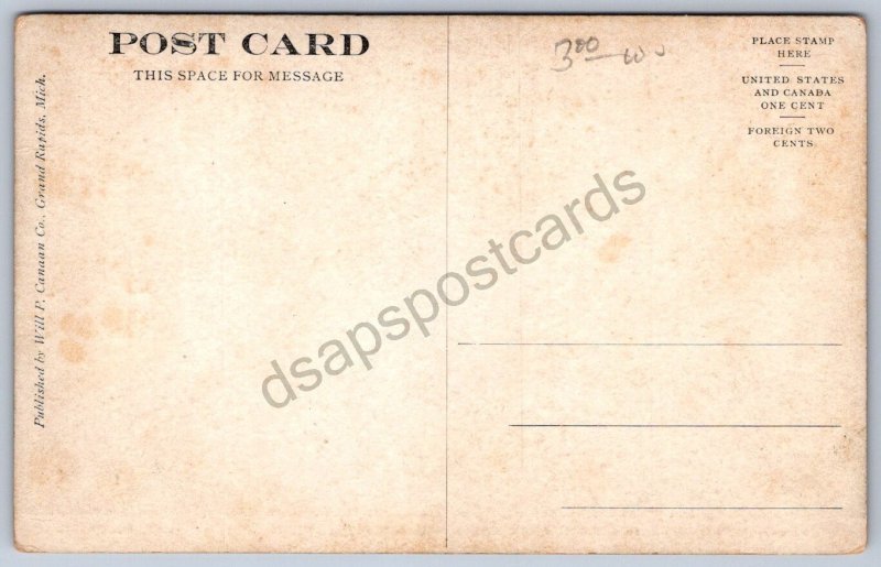 K50/ Midland Michigan Postcard c1910 High School Fire Disaster 4View 347