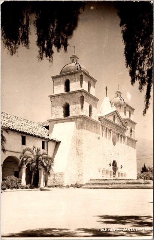 RPPC Old Mission at Santa Barbara CA Vintage Postcard S72