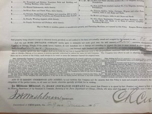 Antique 1885 Home Insurance Company of New York Warsaw Indiana Contract