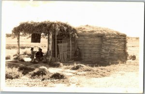 RPPC Navajo Hogan, Ganado Mission Gift Shop AZ Vtg Postcard G39