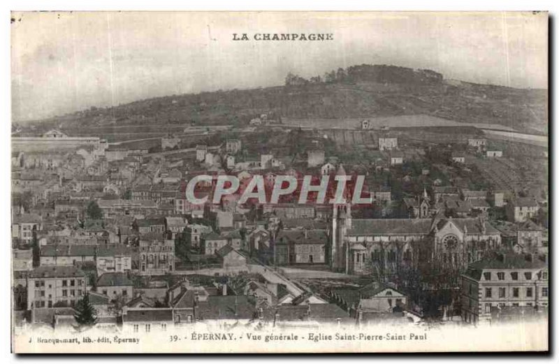 Old Postcard Epernay Vue Generale Eglise Saint Pierre Saint Paul