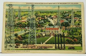 Oklahoma Governor's Mansion and State Owned Wells in Oklahoma City Postcard I7