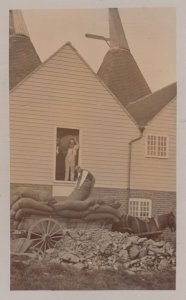 House With Subsidence Disaster Coal Rag & Bone Man Real Photo Disaster Postcard