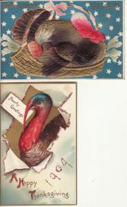 THANKSGIVING   TURKEY   2 embossed postcards
