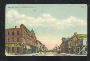 WATERLOO IOWA DOWNTOWN DOWNTOWN STREET SCENE VINTAGE POSTCARD 1911 IA.