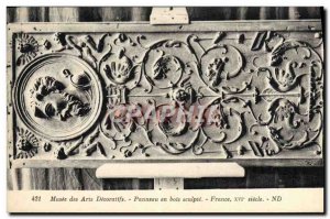 Old Postcard Musee des Arts Decorative Wooden panel carves