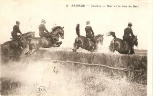 Cavalry School of Saumur,  Military and Horses. Lot of 4 old vintage postcards