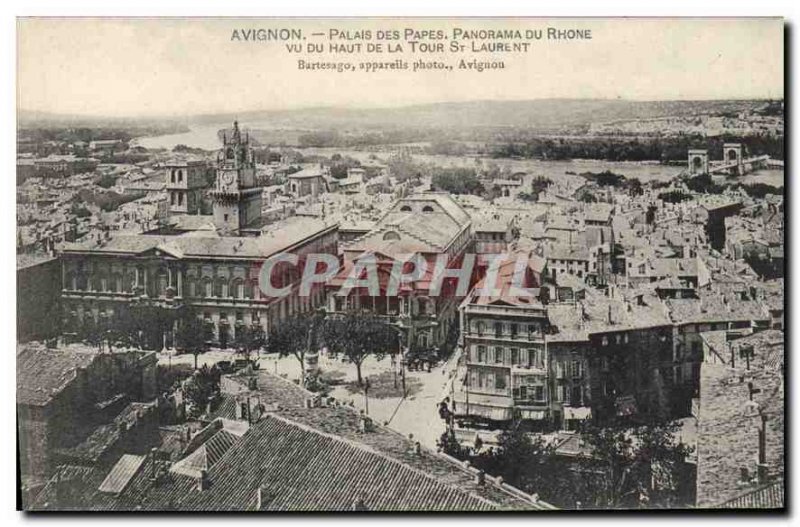 Old Postcard Avignon Popes' Palace Panorama du Rhone seen from the top of the...