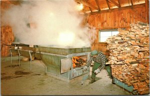 Vtg Maple Sugar Time In Vermont VT Unused Chrome Postcard