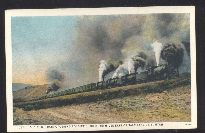 SOLDIER SUMMIT NEAR SALT LAKE CITY UTAH DENVER & RIO GRANDE RAILROAD POSTCARD