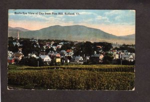 VT Bird's Eye View City From Pine Hill Rutland Vermont Vintage Postcard