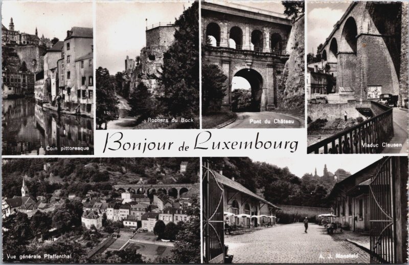 Luxembourg Bonjour de Luxembourg Multiview Vintage RPPC C123