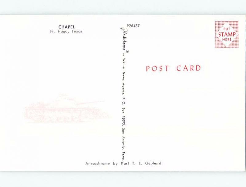 Unused Pre-1980 CHURCH SCENE Fort Hood - Killeen Texas TX A6167