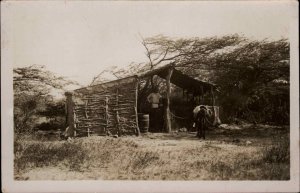 Aruba Stick House Mailed to Lexington VMI Student/Cadet Real Photo Postcard