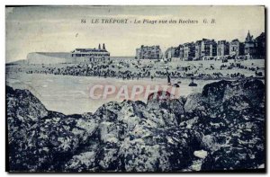 Old Postcard Le Treport Beach View Des Rochers