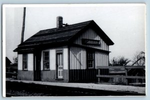 1960 Jordan Iowa Railway Railroad Train Depot Station RPPC Photo Postcard