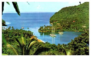 Caribbean Marigot Bay St Lucia West Indies Pan Am Airline Issued Postcard