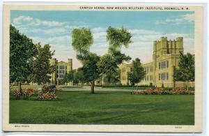 New Mexico Military Institute Campus Scene Roswell NM linen postcard