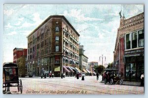 Rochester New York NY Postcard East Avenue Corner Main Street Scene 1907 Antique