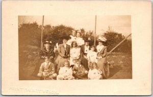 Family Portrait Grandmother to Grandchildren Antique Photo Postcard