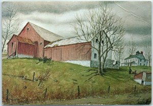 Postcard - Red Barn by Jay McVey - Ephrata, Pennsylvania