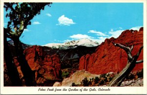 Vtg 1960's Pikes Peak From The Garden Of The Gods Colorado CO Postcard