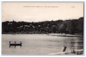 c1910 Bathing Port Henry Canoeing Lake Champlain New York NY Vintage Postcard